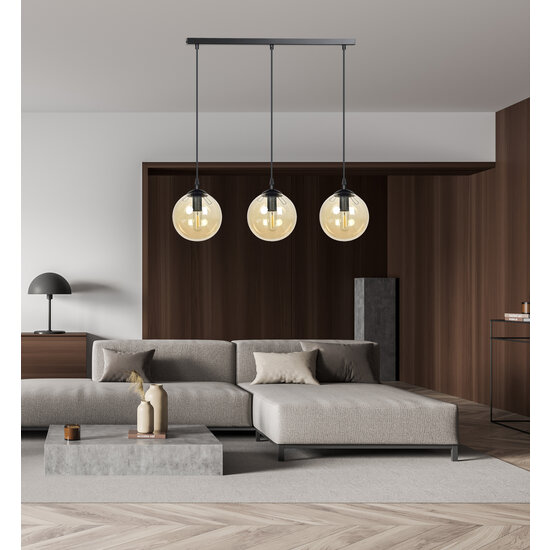 Billund 3 lamp amber sphere 14 cm hanging lamp with adjustable height 3x E14