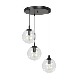 Kerteminde triple ronde transparante bollen 14 cm hanglamp E14