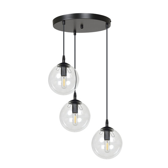 Emibig Emibig Kerteminde triple ampoule ronde transparente 14 cm suspension E14 - Idéal pour créer une ambiance chaleureuse dans n'importe quelle pièce