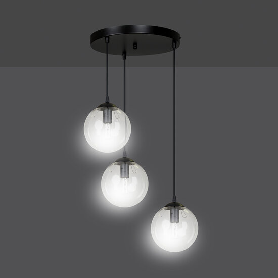 Kerteminde triple round transparent bulbs 14 cm hanging lamp E14