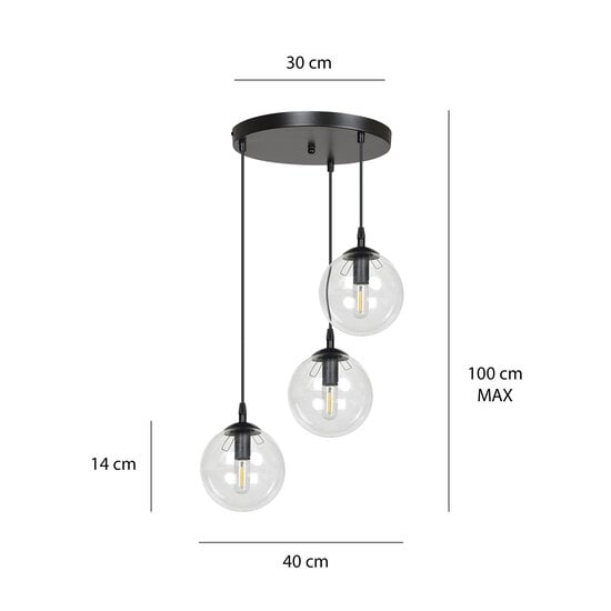 Emibig Emibig Kerteminde triple round transparent bulbs 14 cm hanging lamp E14 - Ideal for creating a cozy atmosphere in any room