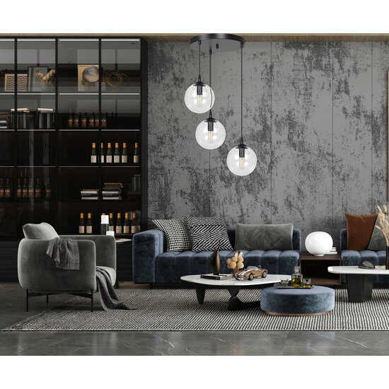 Kerteminde lámpara colgante triple redonda transparente 14 cm E14