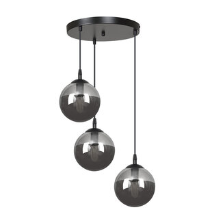 Kerteminde ronde elegante zwarte hanglamp triple voor lamp E14 gefumeerd
