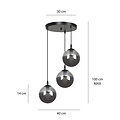 Emibig Emibig Kerteminde runde elegante schwarze Hängelampe dreifach für Lampe E14 geräuchert - Ideale Beleuchtung für moderne Innenräume