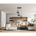 Kerteminde round elegant black hanging lamp triple for lamp E14 smoked