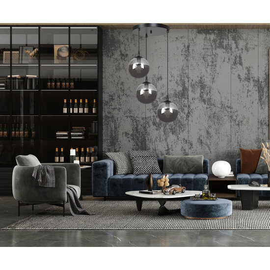 Emibig Emibig Kerteminde lámpara colgante redonda elegante negra triple para lámpara E14 ahumada - Iluminación ideal para interiores modernos