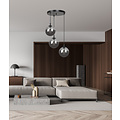 Kerteminde round elegant black hanging lamp triple for lamp E14 smoked