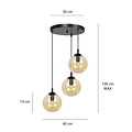 Emibig Emibig Kerteminde 3-flammige Bernsteinkugel 14 cm Hängeleuchte rund mit verstellbarer Höhe 3x E14 - Ideal für eine warme Atmosphäre in jedem Raum