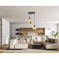 Emibig Emibig Kerteminde 3 lamp amber bol 14 cm hanglamp rond met regelbare hoogte 3x E14 - Perfect voor sfeervolle verlichting in elke ruimte
