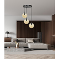 Kerteminde 3 lamp amber sphere 14 cm hanging lamp round with adjustable height 3x E14