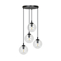 Lampe suspendue Kerteminde 4 ampoules noires 14 cm avec verre transparent