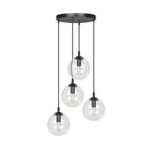 Kerteminde 4 pendant black bulbs 14 cm hanging lamp with transparent glass