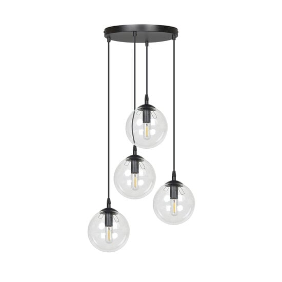 Emibig Emibig Kerteminde 4 pendant black bulbs 14 cm hanging lamp with transparent glass - Ideal lighting for modern interiors