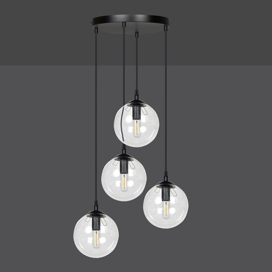 Emibig Emibig Kerteminde 4 pendant black bulbs 14 cm hanging lamp with transparent glass - Ideal lighting for modern interiors