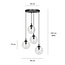 Kerteminde 4 pendant black bulbs 14 cm hanging lamp with transparent glass