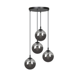 Emibig Kerteminde 4 suspensions lampe suspendue noire élégante avec ampoules fumées 14 cm pour lampe E14