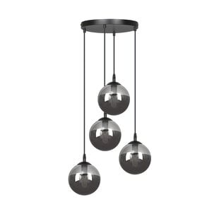 Emibig Kerteminde 4 pendels elegante zwarte hanglamp met gerookte bollen 14 cm voor lamp E14