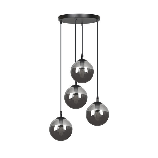 Emibig Emibig Kerteminde 4 Anhänger elegante schwarze Hängelampe mit geräucherten Glühbirnen 14 cm für Lampe E14 - Ideal für eine gemütliche Atmosphäre