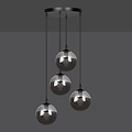 Emibig Emibig Kerteminde 4 suspensions lampe suspendue noire élégante avec ampoules fumées 14 cm pour lampe E14 - Idéale pour créer une ambiance chaleureuse