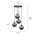Emibig Emibig Kerteminde 4 Anhänger elegante schwarze Hängelampe mit geräucherten Glühbirnen 14 cm für Lampe E14 - Ideal für eine gemütliche Atmosphäre