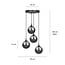 Emibig Emibig Kerteminde 4 pendants elegant black hanging lamp with smoked bulbs 14 cm for lamp E14 - Ideal for creating a cozy atmosphere