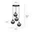 Kerteminde 4 colgantes elegante lámpara colgante negra con bombillas ahumadas 14 cm para lámpara E14