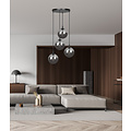 Emibig Emibig Kerteminde 4 suspensions lampe suspendue noire élégante avec ampoules fumées 14 cm pour lampe E14 - Idéale pour créer une ambiance chaleureuse