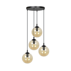 Kerteminde 4 lampes sphère ambre 14 cm suspension ronde à hauteur réglable 4x E14