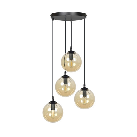 Emibig Emibig Kerteminde 4 lamp amber bol 14 cm hanglamp rond met regelbare hoogte 4x E14 - Creëer een warme sfeer in uw interieur