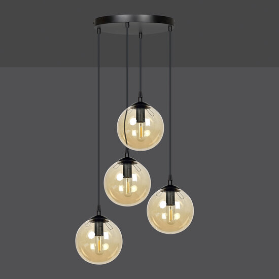 Emibig Emibig Kerteminde 4 lámparas esfera ámbar 14 cm lámpara colgante redonda con altura ajustable 4x E14 - Crea un ambiente cálido en tu hogar