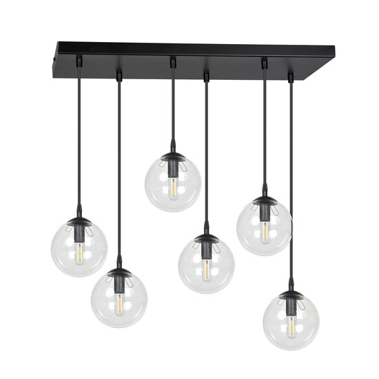 Boules tombantes Glostrup pour table à manger transparente 14 cm avec lampes E14
