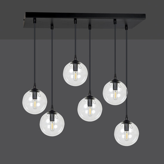 Boules tombantes Glostrup pour table à manger transparente 14 cm avec lampes E14