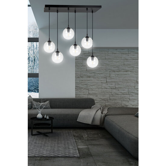 Boules tombantes Glostrup pour table à manger transparente 14 cm avec lampes E14