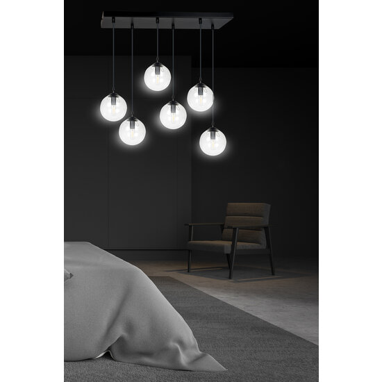 Boules tombantes Glostrup pour table à manger transparente 14 cm avec lampes E14