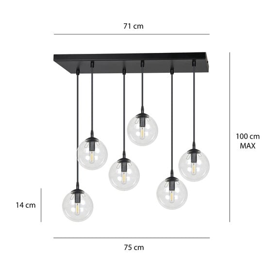 Emibig Emibig Glostrup falling balls for dining table transparent 14 cm with E14 lamps - Create a cozy atmosphere in your dining area