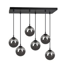 Emibig Glostrup zwarte 6 lamp hanglamp met gerookt glas voor E14 lampen