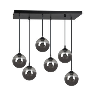 Glostrup black 6 lamp hanging lamp with smoked glass for E14 lamps