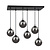 Glostrup zwarte 6 lamp hanglamp met gerookt glas voor E14 lampen