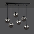 Glostrup black 6 lamp hanging lamp with smoked glass for E14 lamps