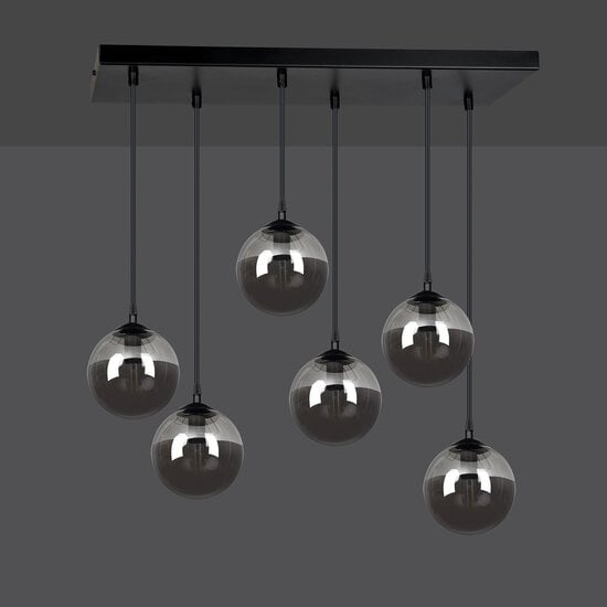 Emibig Emibig Glostrup black 6 lamp hanging lamp with smoked glass for E14 lamps - Ideal for modern interiors