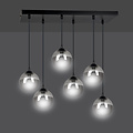 Glostrup black 6 lamp hanging lamp with smoked glass for E14 lamps
