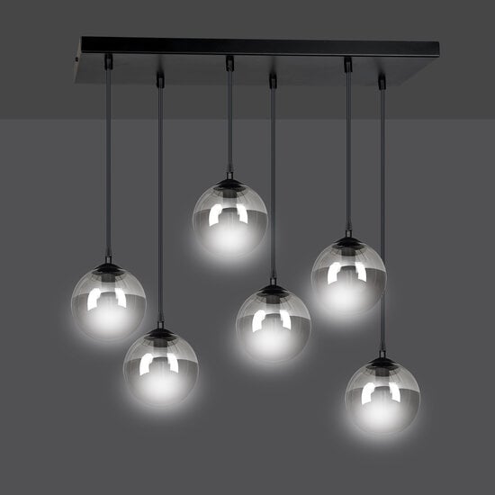 Emibig Emibig Glostrup black 6 lamp hanging lamp with smoked glass for E14 lamps - Ideal for modern interiors