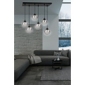 Glostrup black 6 lamp hanging lamp with smoked glass for E14 lamps