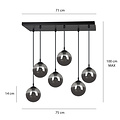 Emibig Emibig Glostrup noire 6 lampes suspension avec verre fumé pour lampes E14 - Idéal pour les intérieurs modernes