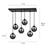 Emibig Emibig Glostrup zwarte 6 lamp hanglamp met gerookt glas voor E14 lampen - Perfect voor moderne interieurs