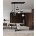 Glostrup black 6 lamp hanging lamp with smoked glass for E14 lamps
