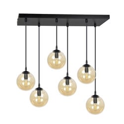 Emibig Glostrup amplia lámpara colgante negra de 6 luces con vidrio ámbar para lámparas E14