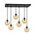 Glostrup brede zwarte 6 lamp hanglamp met amber gekleurd glas voor E14 lampen