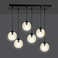 Lampe suspendue Glostrup large noire à 6 lampes avec verre de couleur ambre pour lampes E14