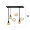 Emibig Emibig Glostrup amplia lámpara colgante negra de 6 luces con vidrio ámbar para lámparas E14 - Crea un ambiente cálido en tu hogar